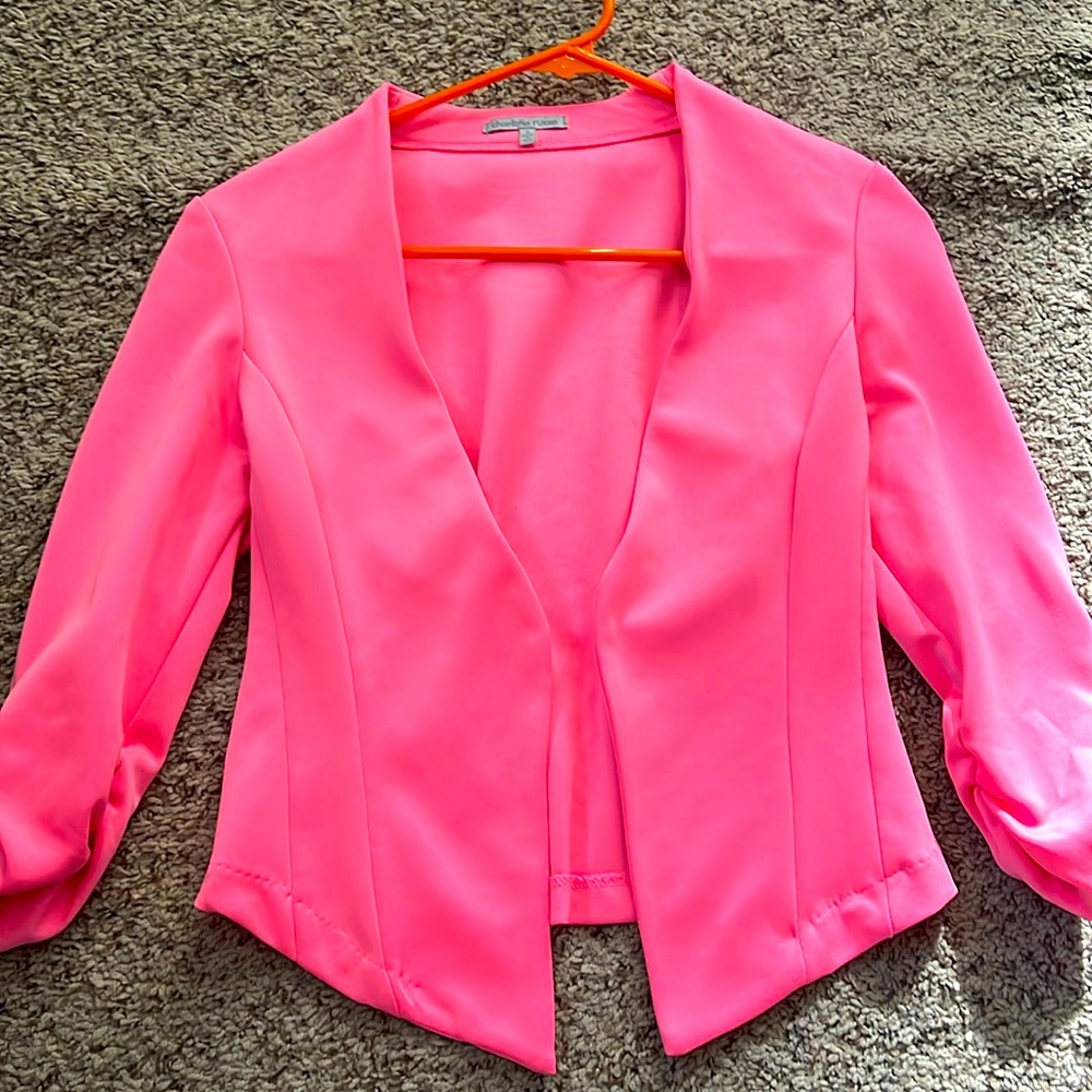 Hot pink crop blazer-worn once!